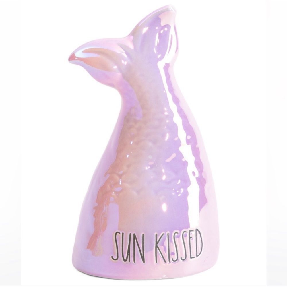 NEW Rae Dunn Ceramic Iridescent Pink Mermaid Tail Sun Kissed Home Accent Decor